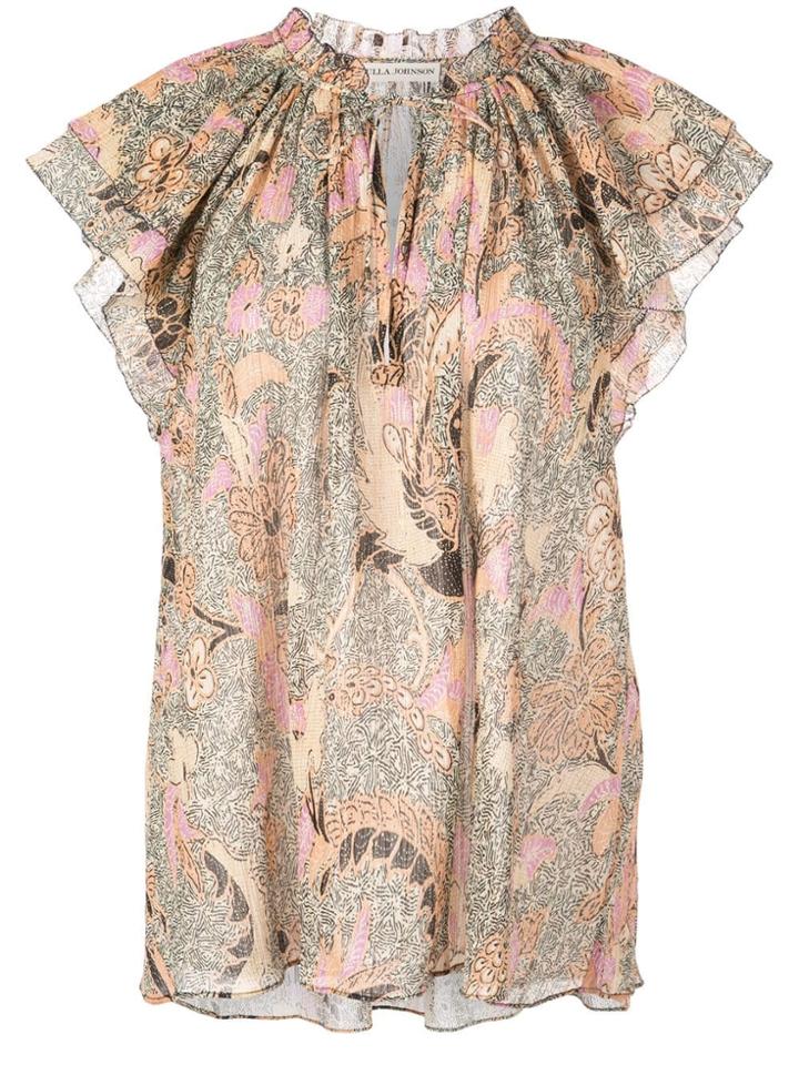 Ulla Johnson Printed Ruffle Blouse - Neutrals