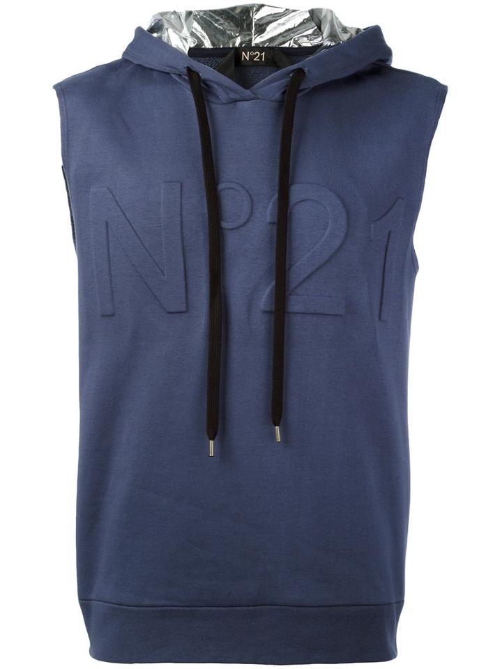 No21 Sleeveless Hoodie, Men's, Size: Xs, Blue, Cotton/polyamide