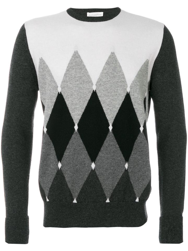 Ballantyne Diamond Patterned Sweater - Grey