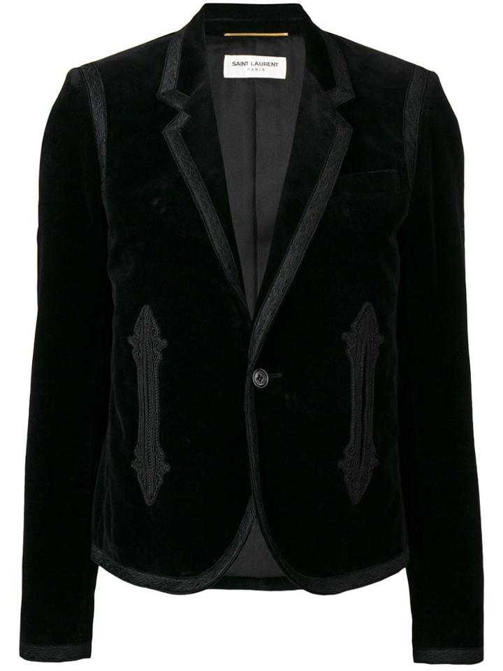 Saint Laurent Embroidered Blazer - Black