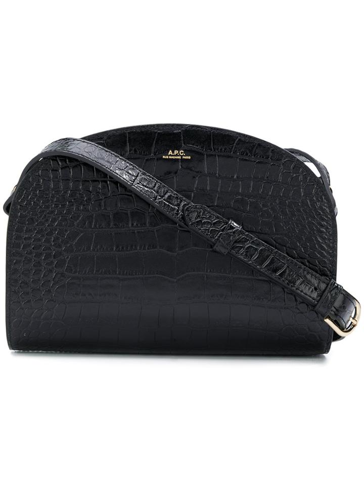 A.p.c. Demi Lune Snakeskin Effect Bag - Black