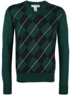 Comme Des Garçons Shirt Boy V-neck Jumper, Size: Large, Green, Acrylic/wool