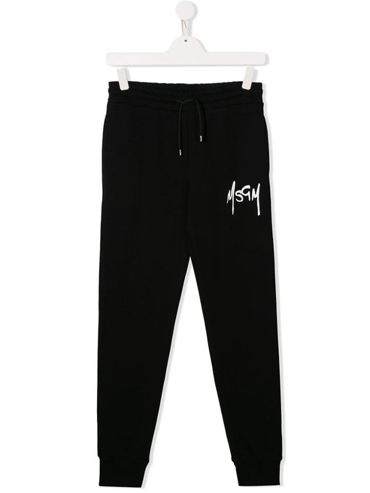 Msgm Kids Logo Drawstring Track Trousers - Black