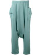 Y-3 - Drop Crotch Trousers - Women - Cotton - S, Green, Cotton