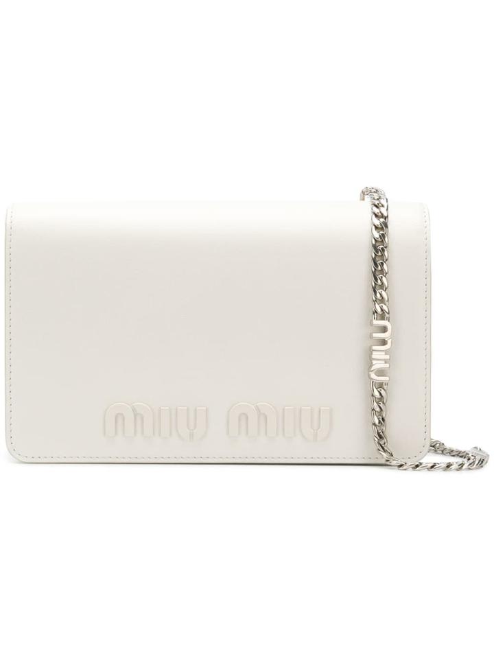 Miu Miu Logo Plaque Crossbody Bag - White
