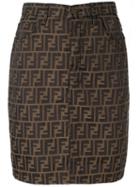 Fendi Pre-owned Ff Logo Mini Skirt - Brown