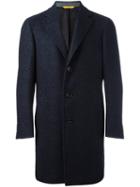 Canali Classic Overcoat, Men's, Size: 56, Blue, Silk/polyamide/cupro/wool
