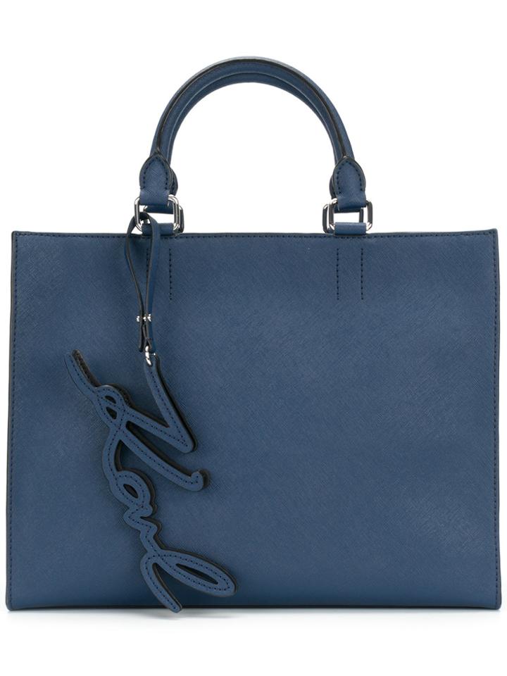 Karl Lagerfeld Signature Essential Shopper Tote - Blue