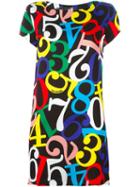 Love Moschino Numbers Print T-shirt Dress, Women's, Size: 42, Black, Viscose