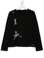Lapin House Teen Lace-up Detail T-shirt - Black