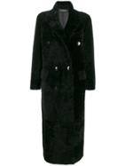 Simonetta Ravizza Shearling Double Breasted Coat - Black