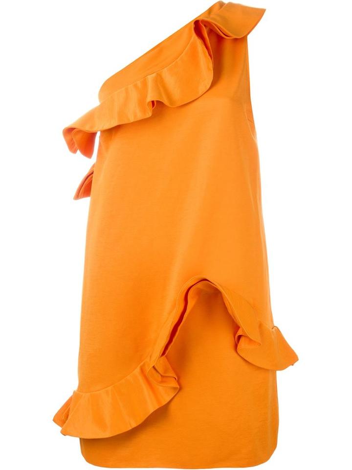 Msgm One-shoulder Ruffled Dress