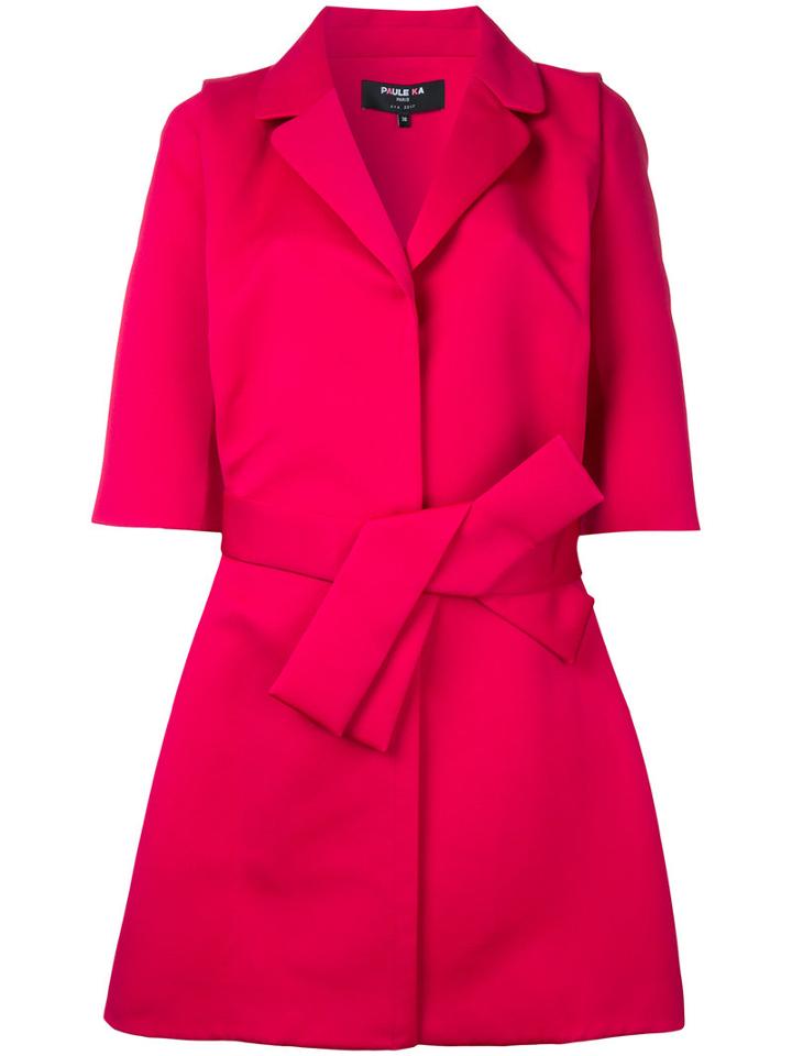 Paule Ka - Short Sleeve Coat - Women - Polyester - 40, Women's, Red, Polyester