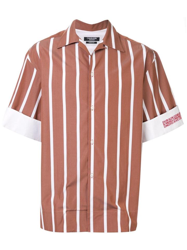 Calvin Klein 205w39nyc Striped Button-up Shirt - Brown