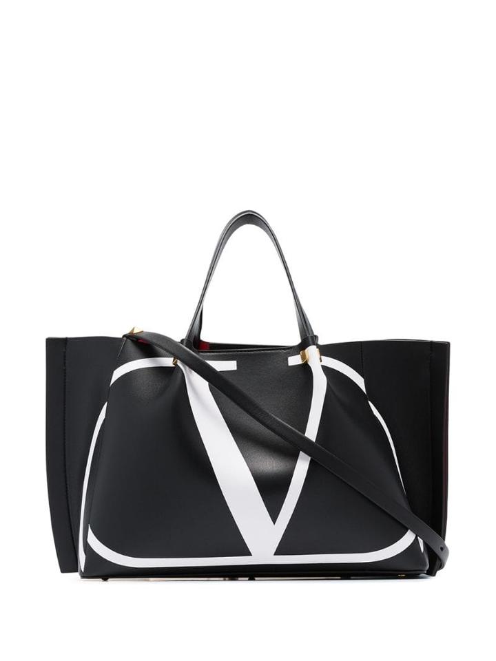 Valentino Valentino Garavani Vlogo Leather Tote - Black