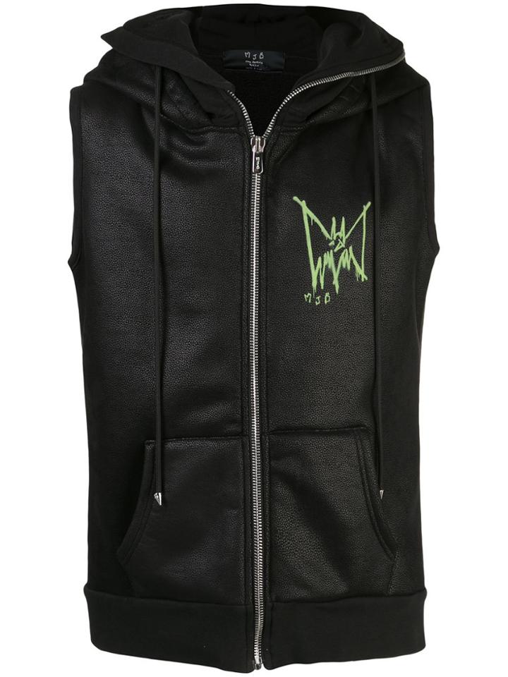 Mjb Marc Jacques Burton Logo Print Hooded Gilet - Black