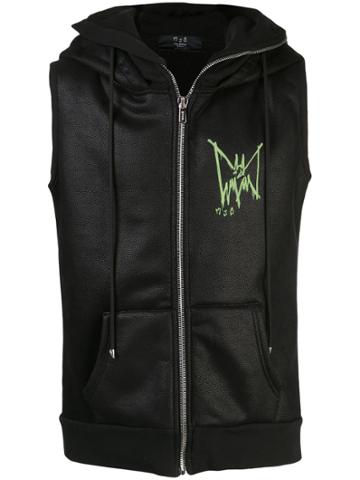 Mjb Marc Jacques Burton Logo Print Hooded Gilet - Black