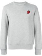 Ami Alexandre Mattiussi Embroidered Strawberry Sweatshirt, Men's, Size: Medium, Grey, Cotton