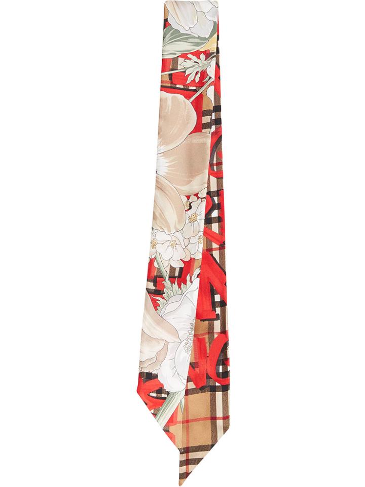 Burberry Graffiti Archive Print Slim Scarf - Red