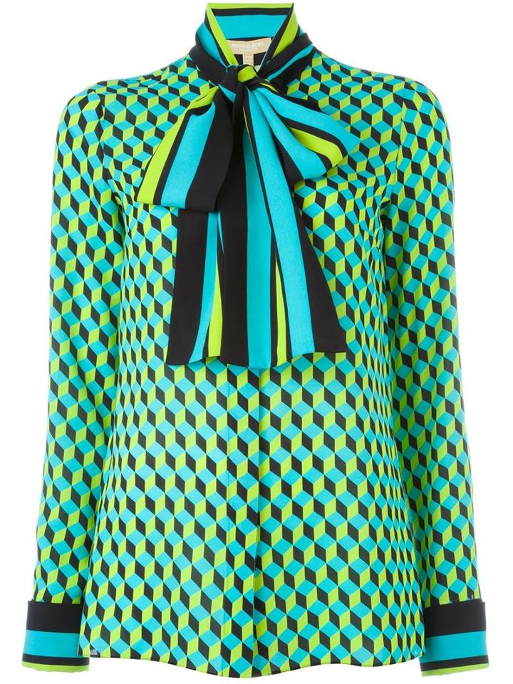 Michael Kors Printed Pussy Bow Shirt