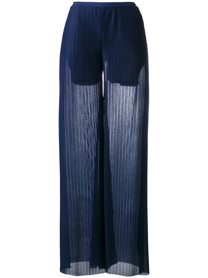 Emporio Armani - Wide Leg Trousers - Women - Polyester/spandex/elastane/viscose - 46, Blue, Polyester/spandex/elastane/viscose