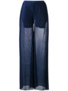 Emporio Armani - Wide Leg Trousers - Women - Polyester/spandex/elastane/viscose - 46, Blue, Polyester/spandex/elastane/viscose