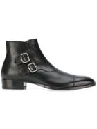 Saint Laurent Leather Monk Boots - Black