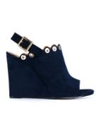 Chloé Wedge Sandals, Women's, Size: 40.5, Blue, Leather/suede