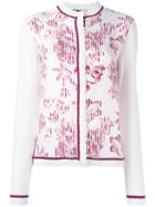 Salvatore Ferragamo Floral Print Cardigan, Women's, Size: Medium, White, Virgin Wool/silk