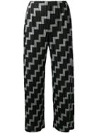 Pleats Please By Issey Miyake Printed Pleated Cropped Trousers, Women's, Size: 5, Black, Polyester