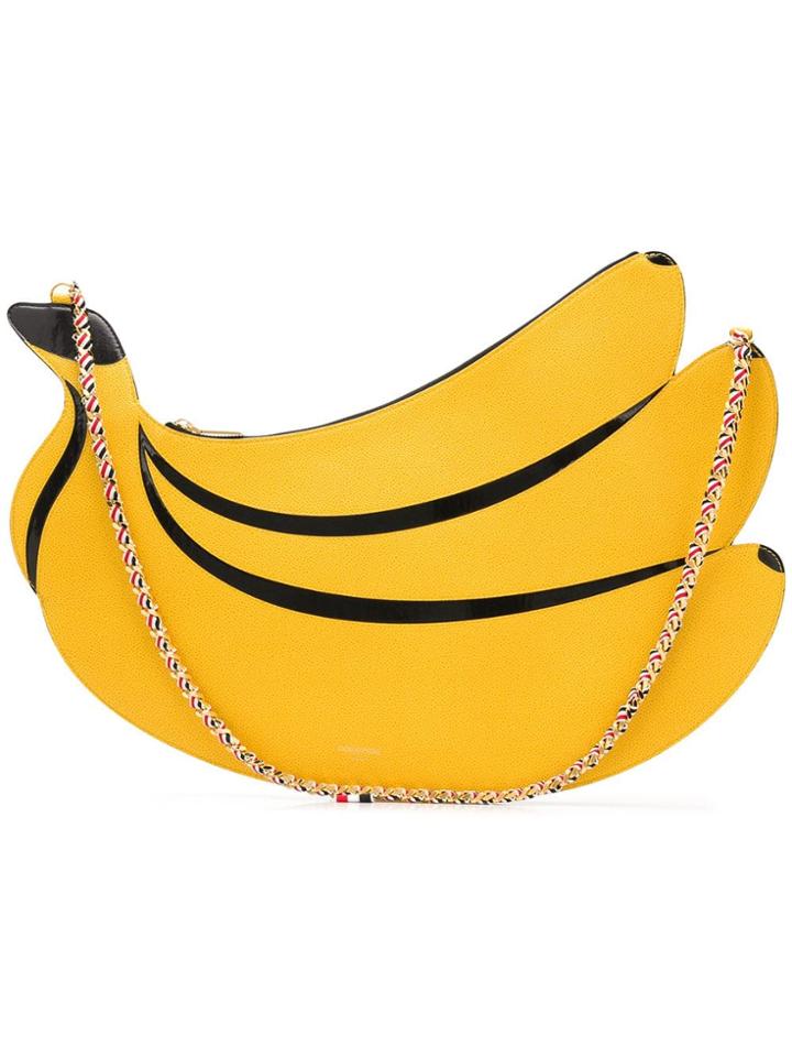 Thom Browne Rwb Chain Leather Banana Bag - Yellow