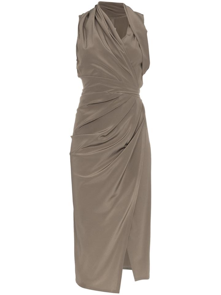 Rick Owens Silk Limo Drape Dress - Grey