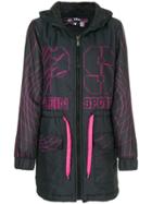 Plein Sport Graphic Print Hooded Parka - Black
