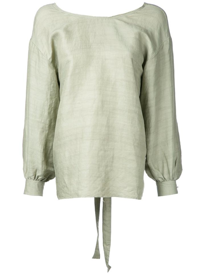 Cityshop Laced Back Blouse, Women's, Green, Ramie/cupro