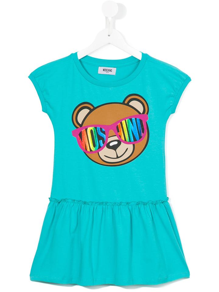 Moschino Kids Teddy Bear Dress, Girl's, Size: 6 Yrs, Blue