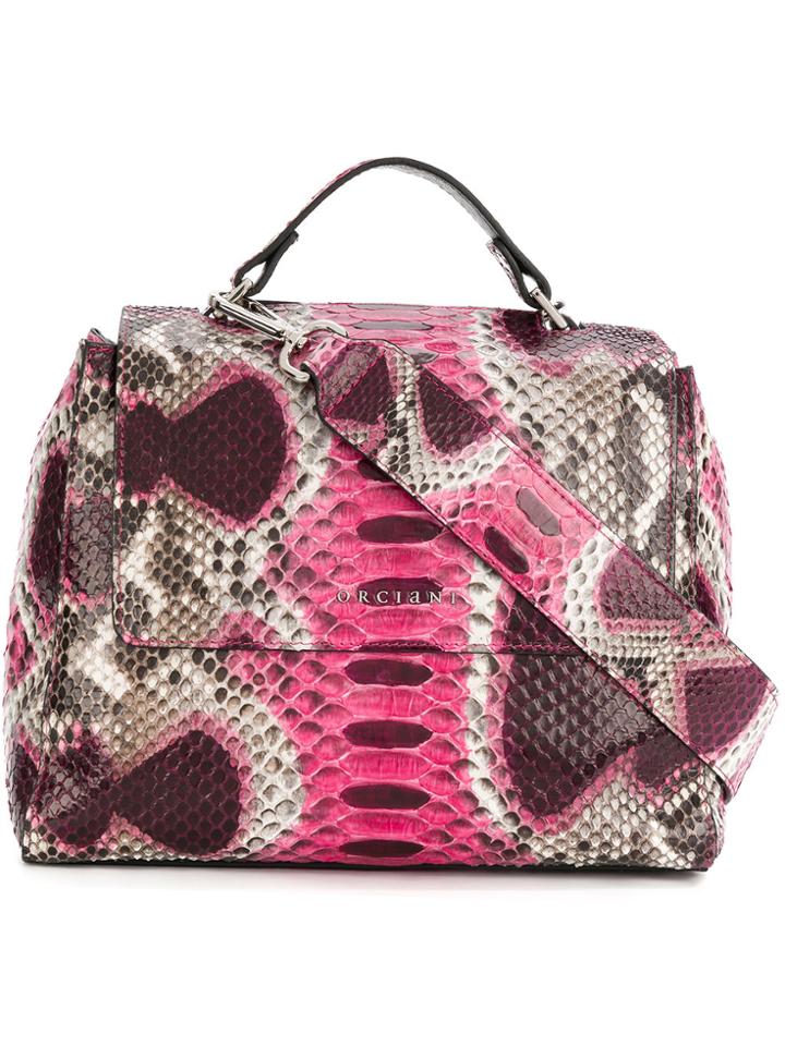 Orciani Snakeskin Effect Tote - Pink & Purple
