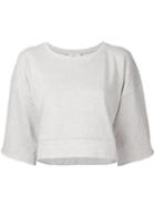 Maison Mihara Yasuhiro - Half Sleeve Cropped Sweatshirt - Women - Cotton - 40, Women's, Grey, Cotton