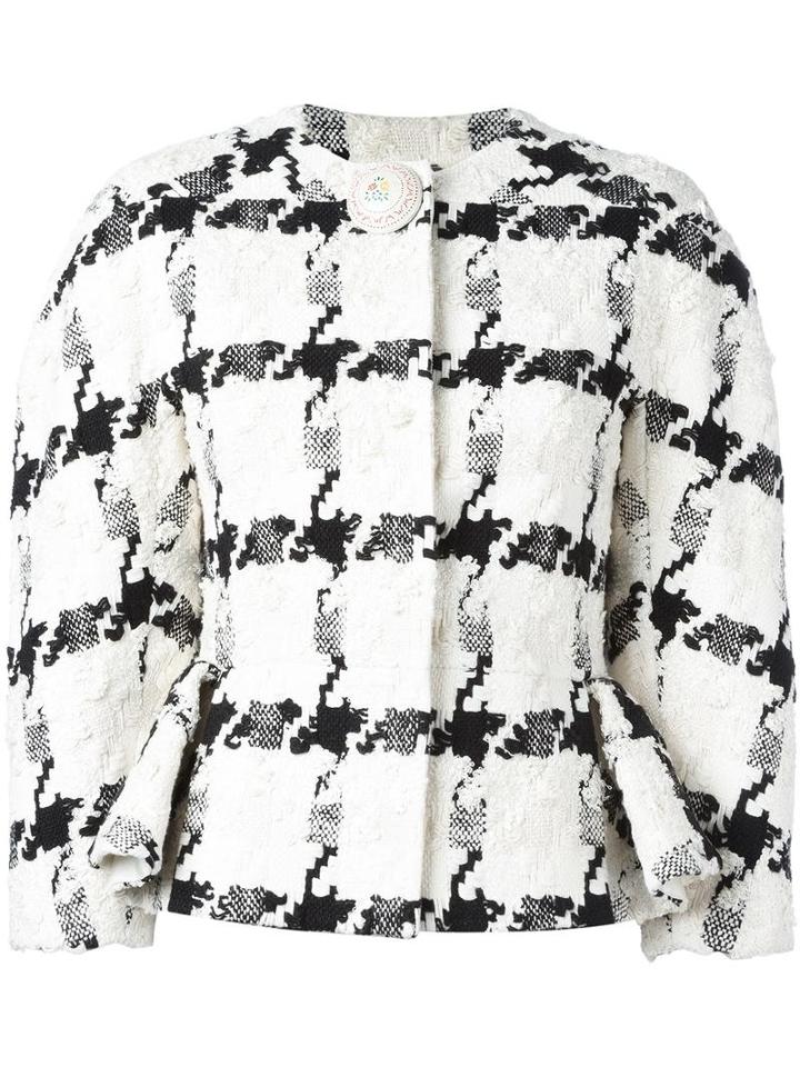 Alexander Mcqueen Dogtooth Jacket, Women's, Size: 40, White, Silk/cotton/linen/flax/viscose