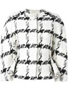 Alexander Mcqueen Dogtooth Jacket, Women's, Size: 40, White, Silk/cotton/linen/flax/viscose