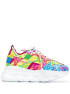 Versace Floral Chain Reaction Sneakers - Pink