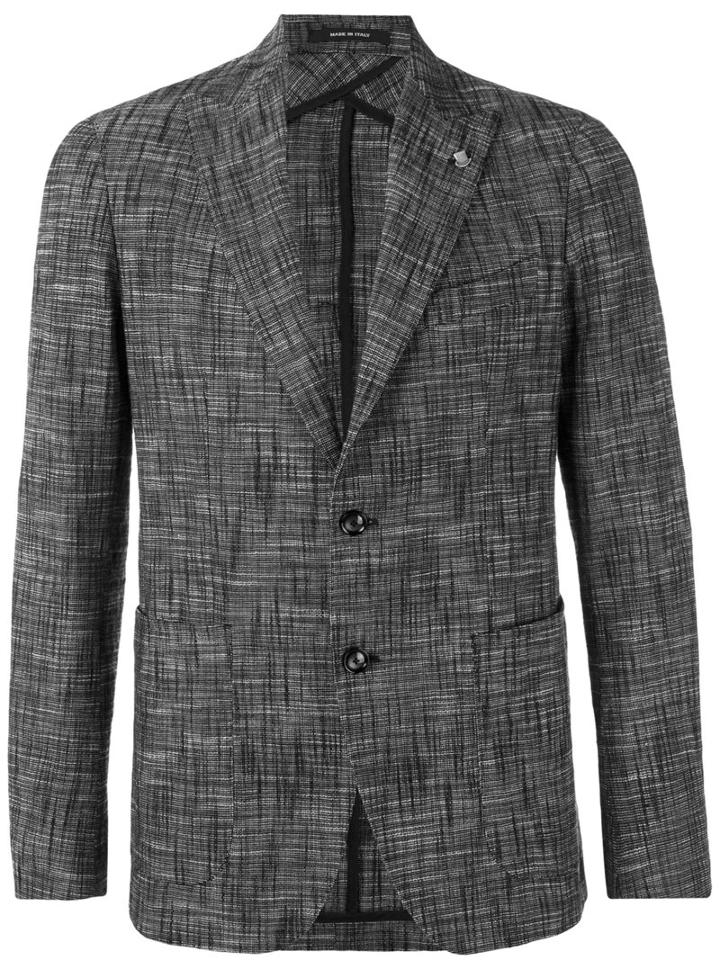 Tagliatore - Notched Lapel Patterned Blazer - Men - Cotton/nylon/spandex/elastane/cupro - 54, Black, Cotton/nylon/spandex/elastane/cupro