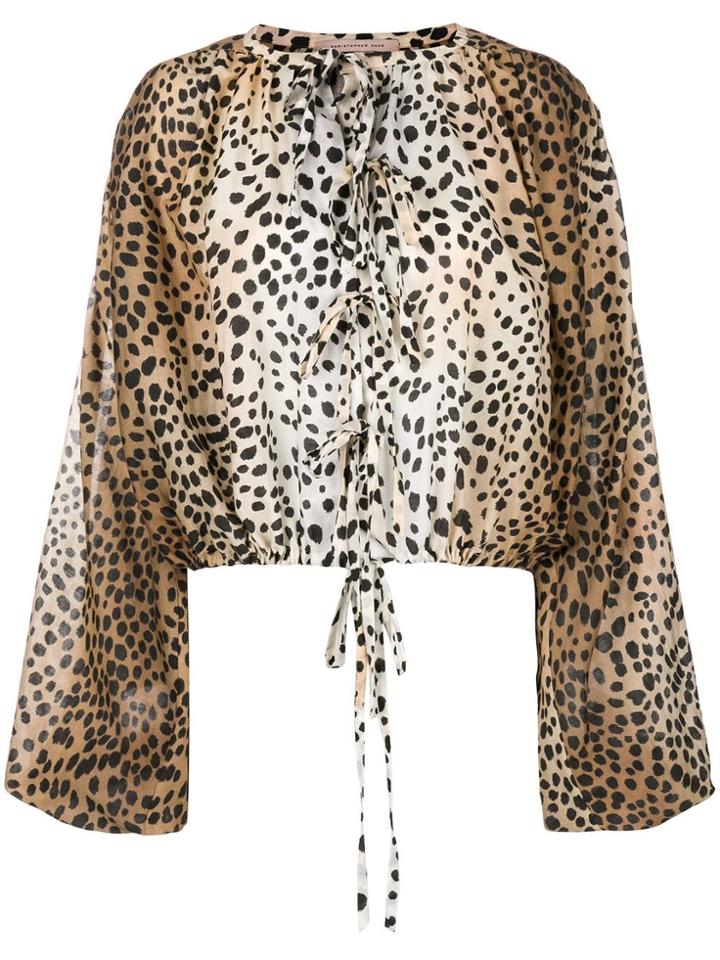 Christopher Kane Cheetah Bow Blouse - Brown