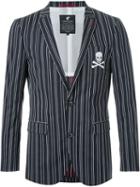 Loveless Chalk Stripe Two Button Blazer, Men's, Size: Medium, Blue, Polyester/polyurethane/rayon
