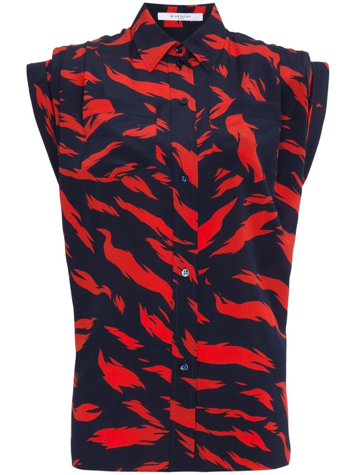 Givenchy Silk Tiger Print Shirt - Blue