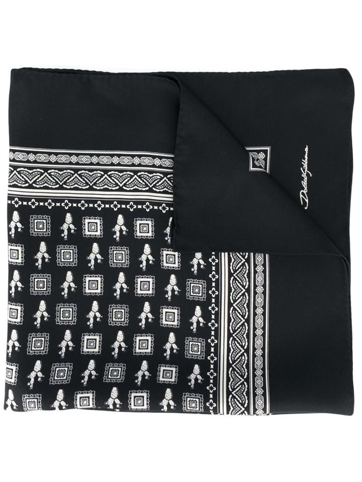 Dolce & Gabbana Cactus Print Pocket Square, Men's, Black, Silk
