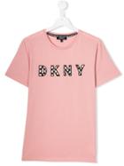 Dkny Kids Teen Checkered Logo T-shirt - Pink