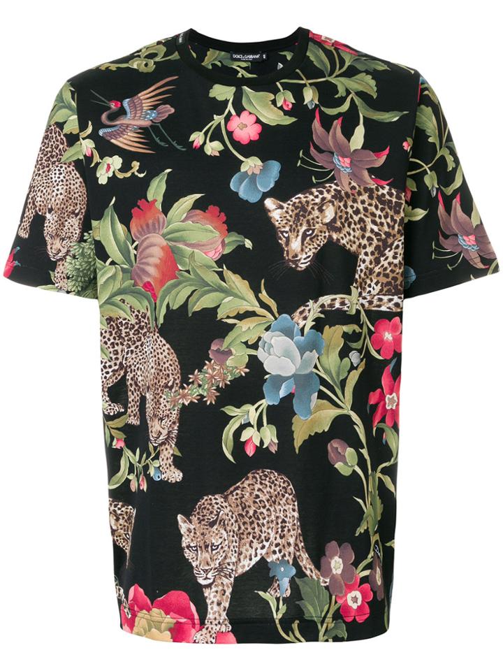 Dolce & Gabbana Leopard Printed T-shirt - Black