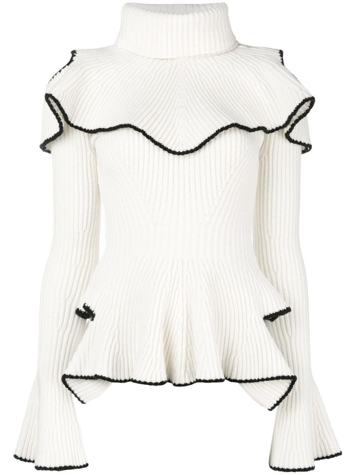 Alexander Mcqueen Ruffled Turtleneck Knit - White