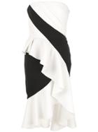 Marchesa Notte Bandeau Ruffle Dress - White