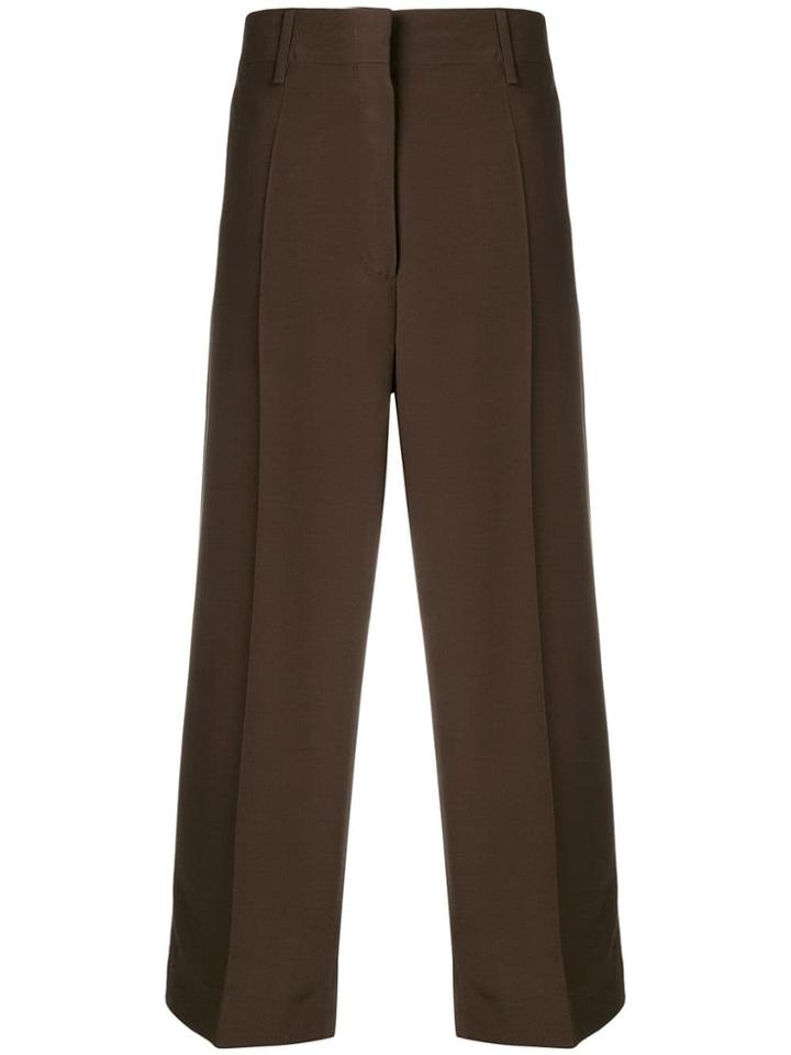 Prada Cropped Straight Trousers - Brown